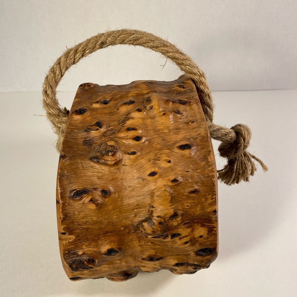 DECORATIVE RUSTIC WOOD CHUNK SLAB WITH ROP - Picture 8 of 16